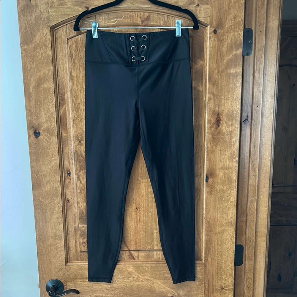 Black Lace-Up Leggings